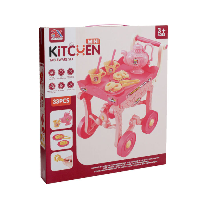 33Pcs Vibrant and Exciting Kitchen Tableware Toy Cart With Food Items And Utensils For Educational Play - Image 5