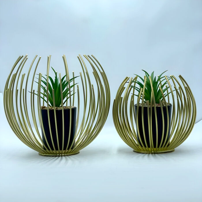 Artisan Crafted High-Quality Metal Alloy Sphere Planter For Elegant Room Decor - Image 1