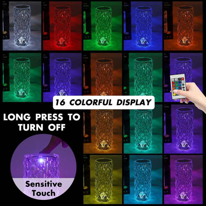Touch Control Rechargeable Rose Diamond Table Lamp - Image 8