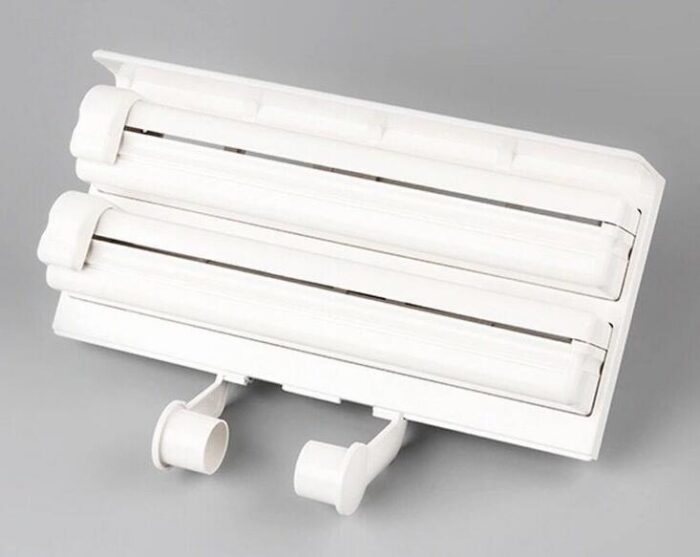 3 In 1 Kitchen Shelf Frame Plastic Film Triple Paper Dispenser Preservative Film Spice Shelf - Image 2