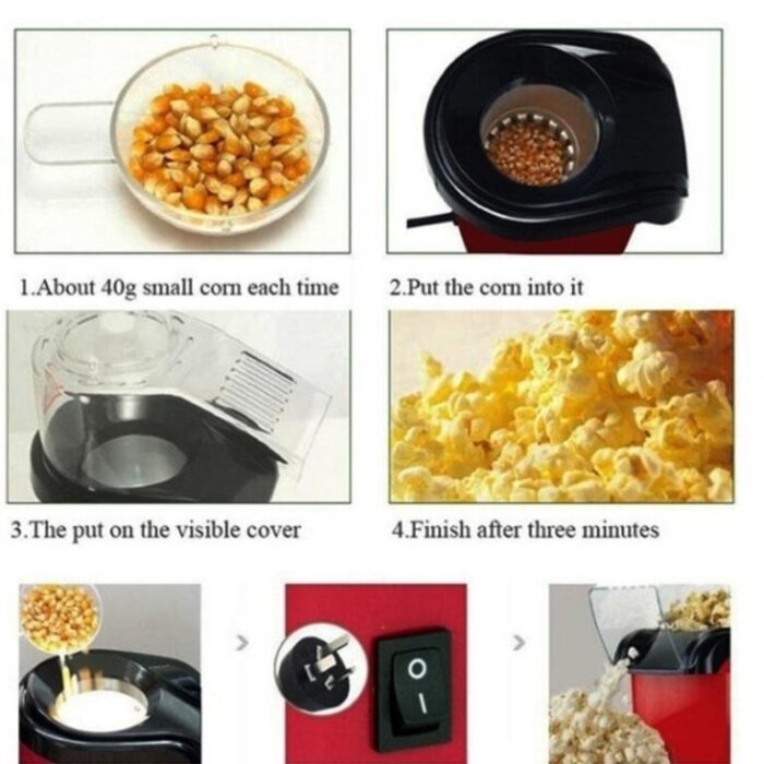 1200W Oil Free Popcorn Maker Machine with Measuring Cup - Image 9