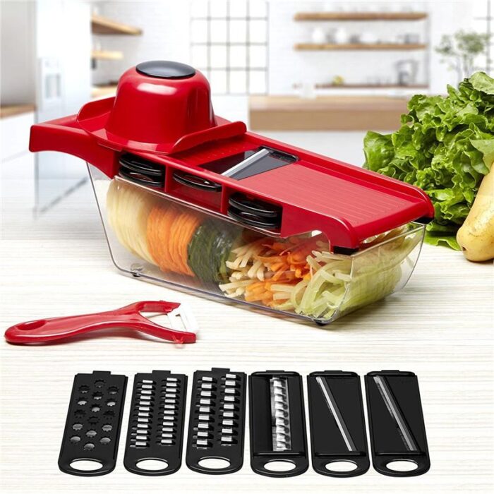 Slicer Vegetable Cutter Grater Chopper Six Interchangeable Blades With Hand Protector - Image 6