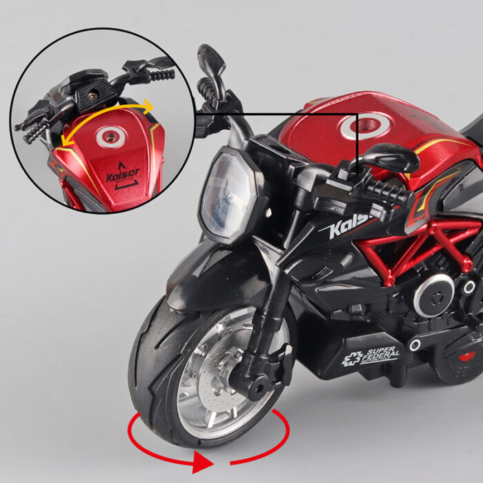 1:12 Alloy Series Classic Racing Pull Back Sports Bike With Flashing Lights And Sounds - Image 4