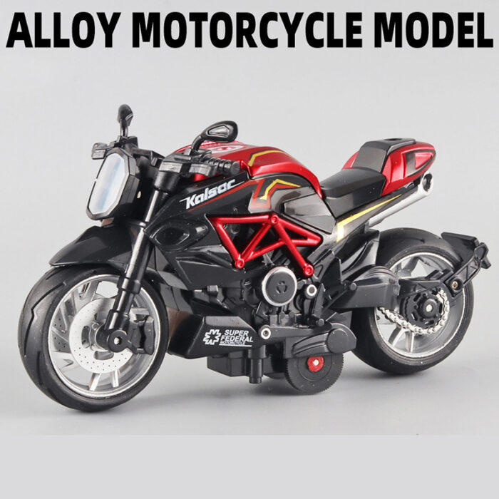 1:12 Alloy Series Classic Racing Pull Back Sports Bike With Flashing Lights And Sounds - Image 6