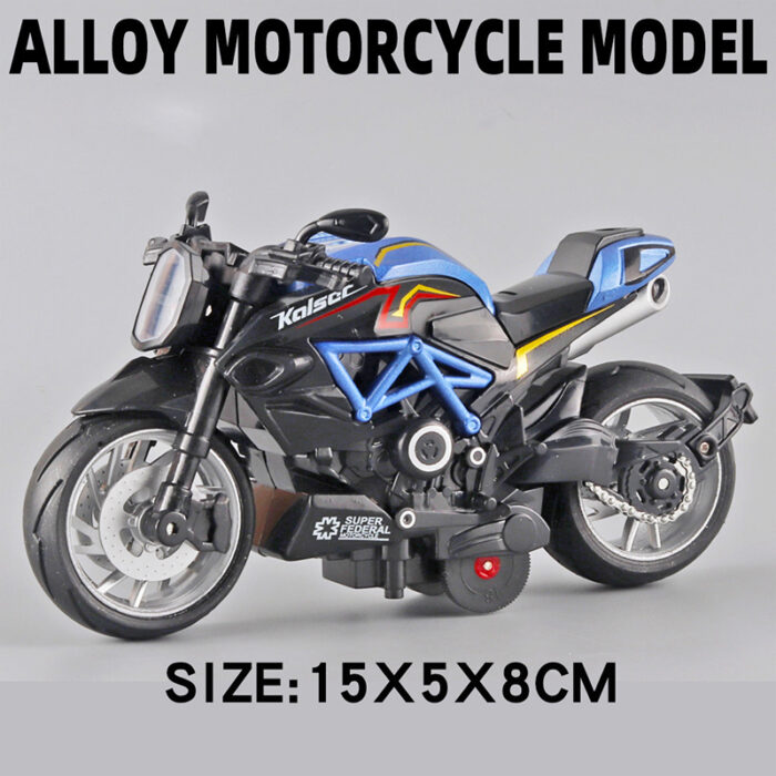 1:12 Alloy Series Classic Racing Pull Back Sports Bike With Flashing Lights And Sounds - Image 7