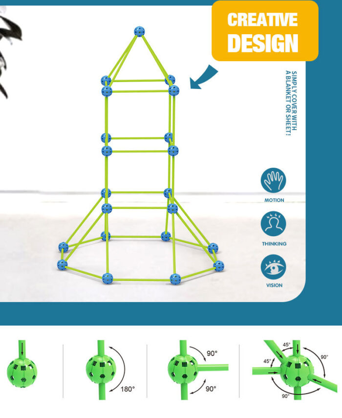 Creative 100-Piece Interactive Building Tent Set For Kids DIY Construction - Image 8