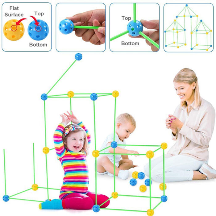 Creative 100-Piece Interactive Building Tent Set For Kids DIY Construction - Image 9