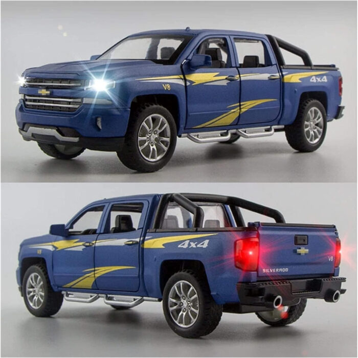 1:32 Chevrolet Silverado Pickup Model Alloy Die-Cast Truck Toy With Music And Light - Image 9