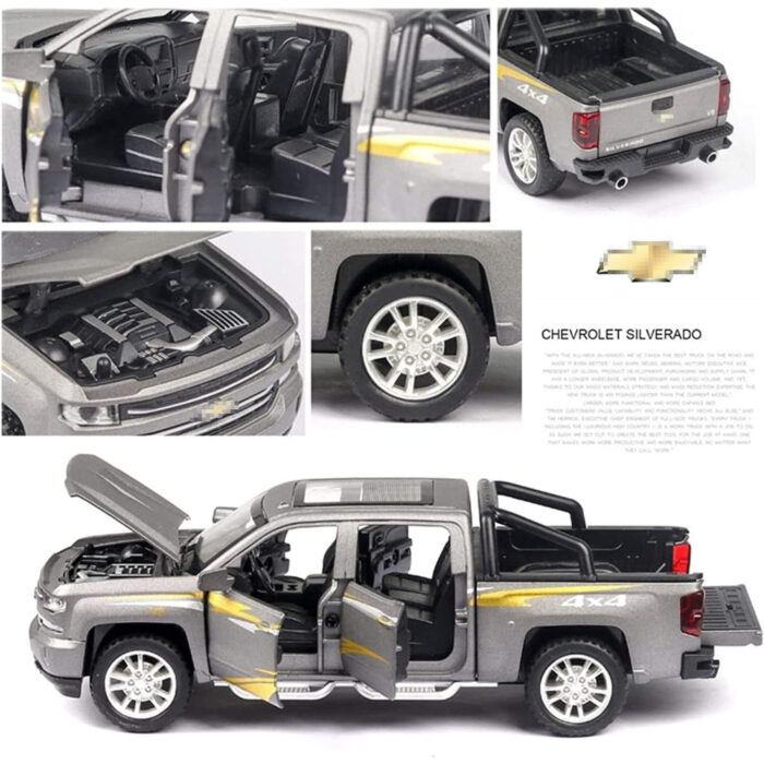1:32 Chevrolet Silverado Pickup Model Alloy Die-Cast Truck Toy With Music And Light - Image 2