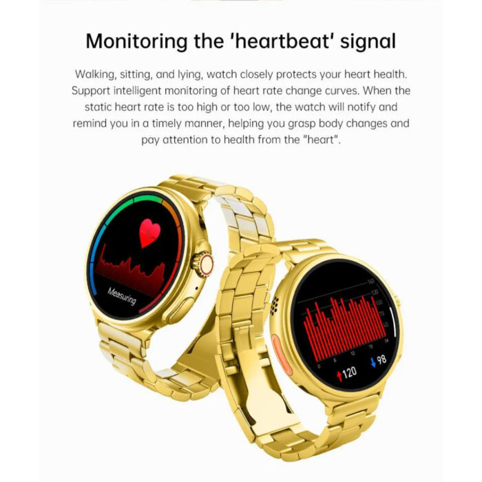 G10 24K Gold Amoled Display Luxury Stainless Steel Sports Heart Rate Health Monitoring Watch Smart Watch - Image 3