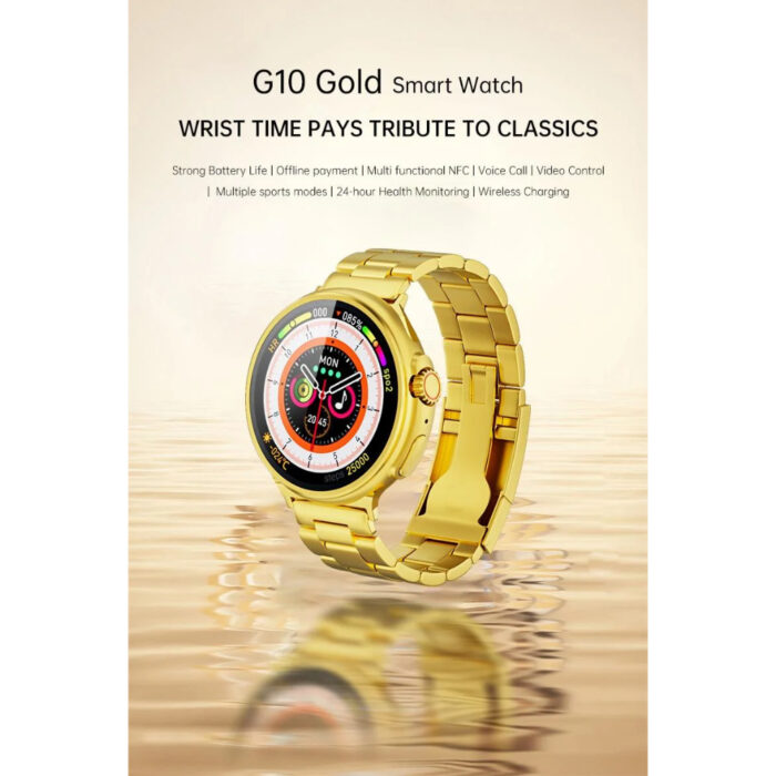 G10 24K Gold Amoled Display Luxury Stainless Steel Sports Heart Rate Health Monitoring Watch Smart Watch - Image 8