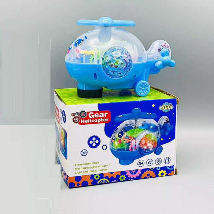 Transparent Gear Helicopter 360 Degree Revolve Action, Flashing Lights With Music Toy For Kids - Image 5