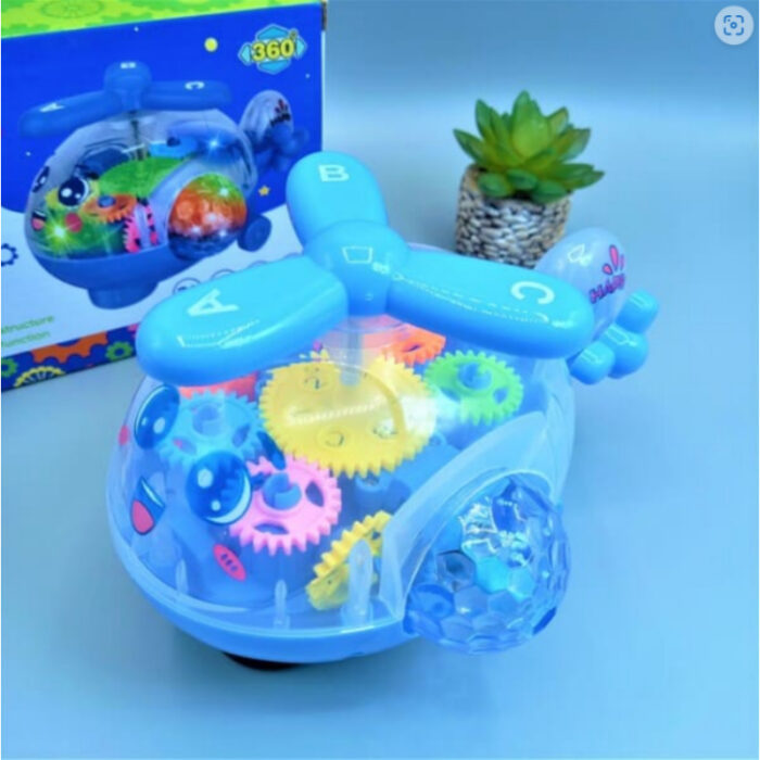 Transparent Gear Helicopter 360 Degree Revolve Action, Flashing Lights With Music Toy For Kids - Image 7