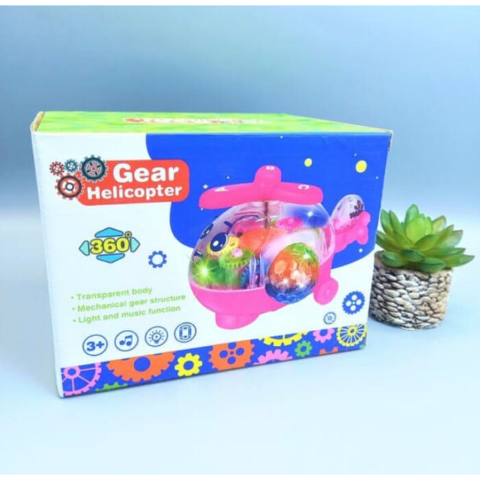 Transparent Gear Helicopter 360 Degree Revolve Action, Flashing Lights With Music Toy For Kids - Image 6