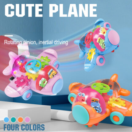 Adventure Wings Friction-Powered Gear-Lit Airplane Toy With Transparent Body And Flashing Lights