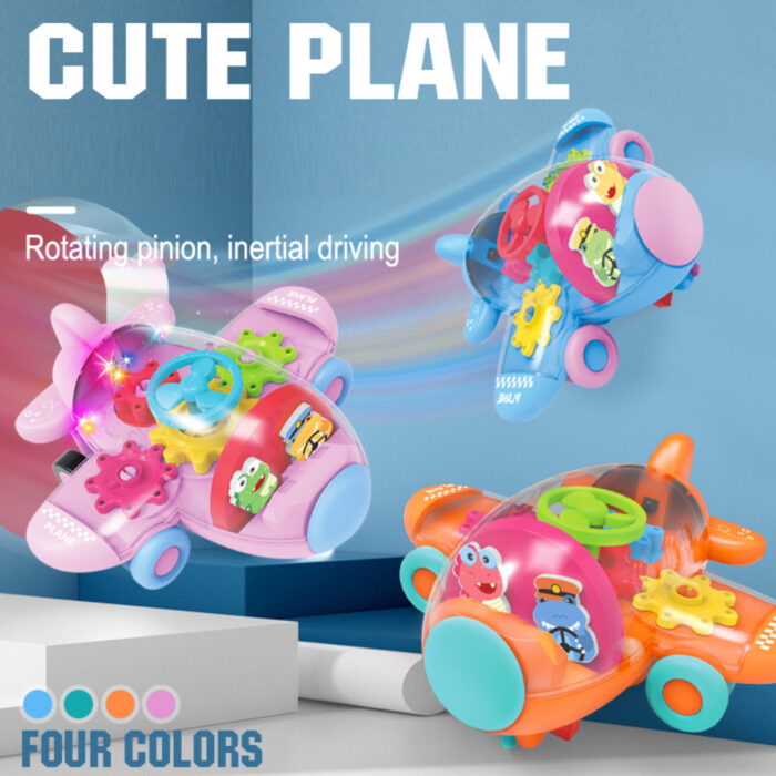Adventure Wings Friction-Powered Gear-Lit Airplane Toy With Transparent Body And Flashing Lights - Image 1
