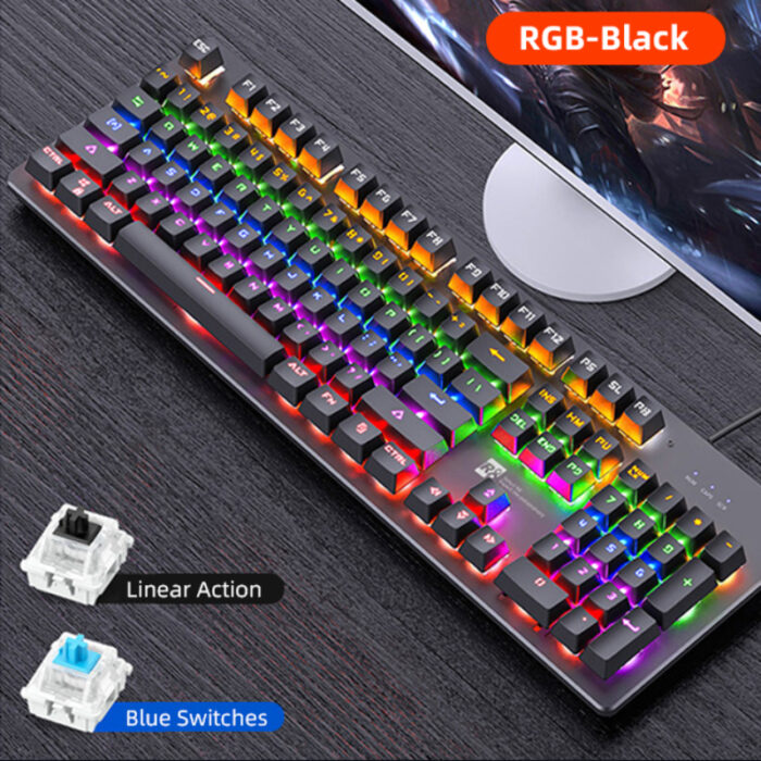 R8 1035 Professional Wired Mechanical Blue Switches RGB Gaming Keyboard - Image 1