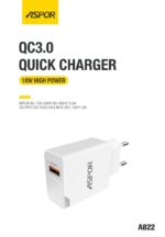Aspor PD+QC3 0 Charger A822 18W Fast Charger With Micro Cable