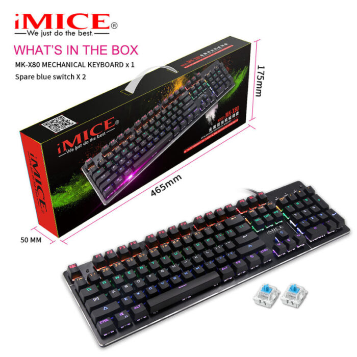 MK-X80 Wired Mechanical Gaming Keyboard With RGB Backlight Effects And Multimedia Function Keys - Image 3