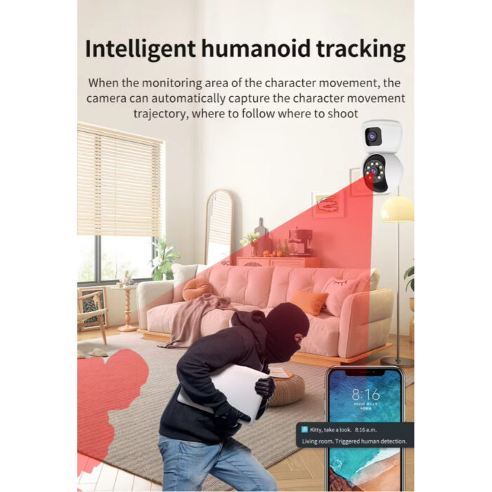 Smart 4k 8MP Indoor Home Security Camera With Dual Lenses, Night Vision, and Two-Way Audio for Real-Time Monitoring - Image 12