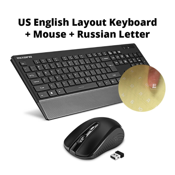 PC132a Wireless Keyboard And Mouse Combo 104-Keys Keyboard With Chiclet Keys Palm Rest And Mouse For PC Laptop - Image 2