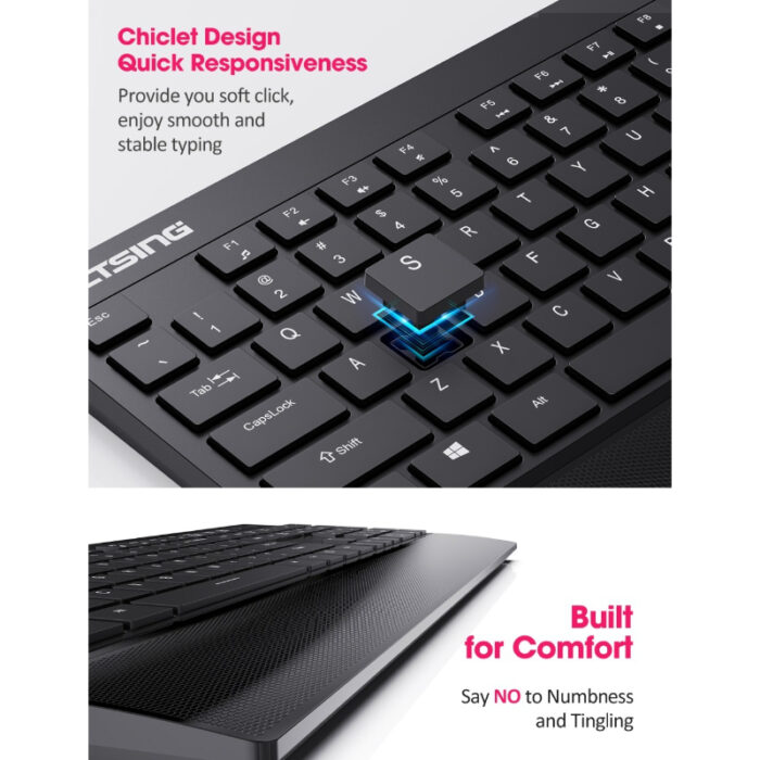 PC132a Wireless Keyboard And Mouse Combo 104-Keys Keyboard With Chiclet Keys Palm Rest And Mouse For PC Laptop - Image 3