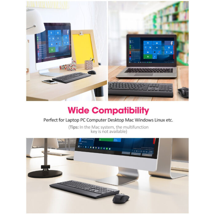 PC132a Wireless Keyboard And Mouse Combo 104-Keys Keyboard With Chiclet Keys Palm Rest And Mouse For PC Laptop - Image 8