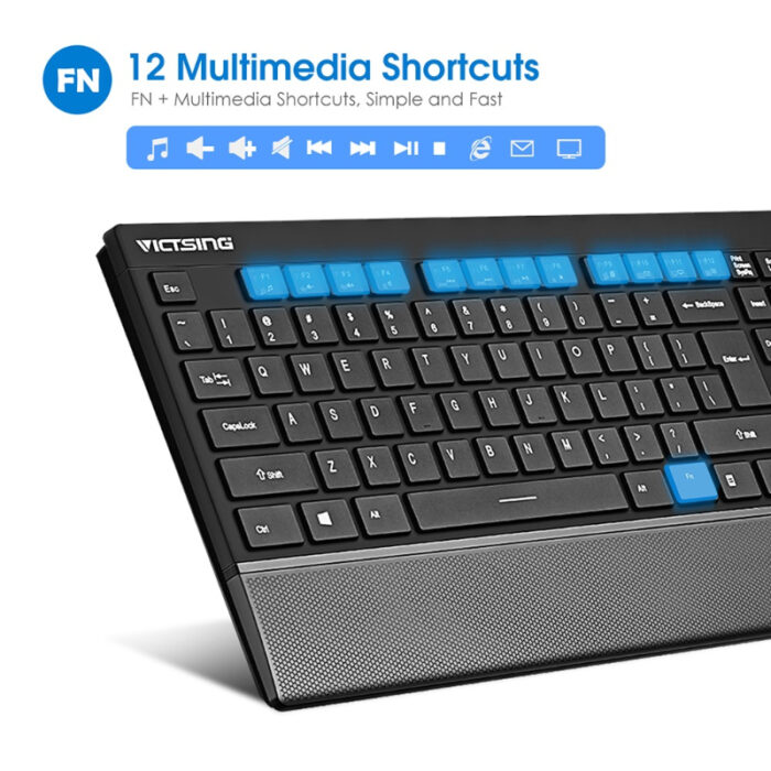 PC132a Wireless Keyboard And Mouse Combo 104-Keys Keyboard With Chiclet Keys Palm Rest And Mouse For PC Laptop - Image 9