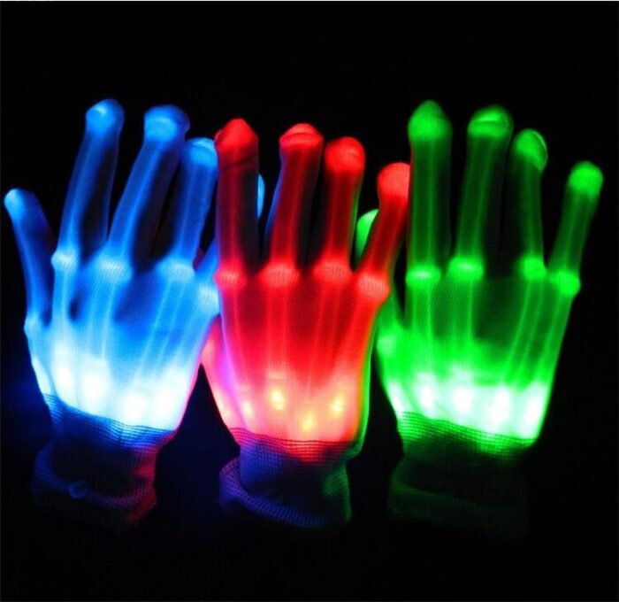 1 Pair LED Glowing Fingers Electro Rave Flashing Unisex Skeleton Gloves - Image 7