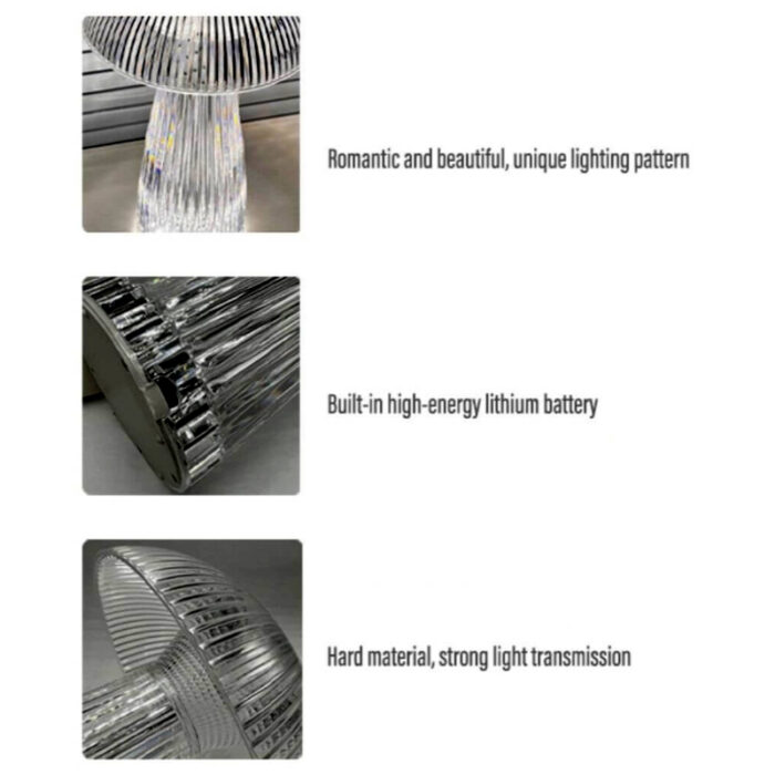 Mushroom Shape USB Rechargeable RGB Lighting Touch And Remote Control Table Lamp - Image 4