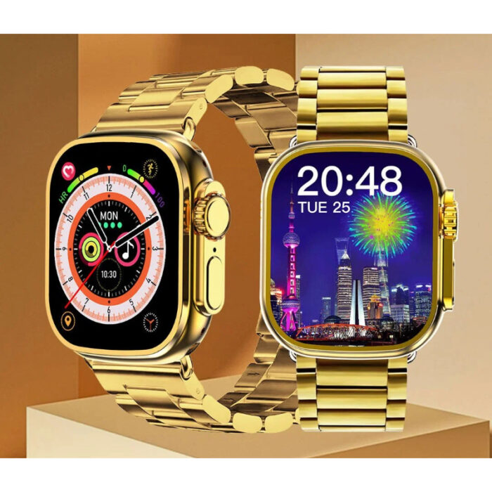 M9 Ultra Max Gold Edition Luxury Stainless Steel Sports Heart Rate Health Monitoring Watch Smart Watch - Image 6