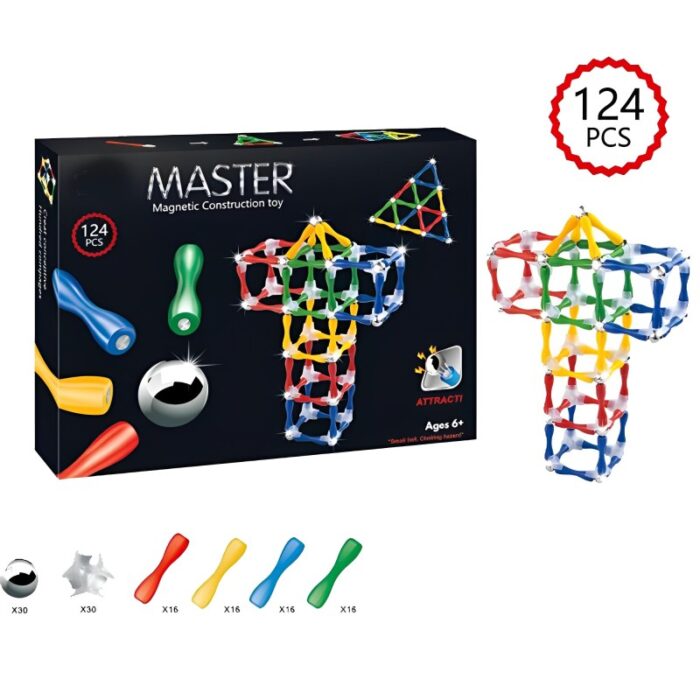 124Pcs Master 3D Stimulating Magnetic Building Construction Sticks And Balls Set - Image 2