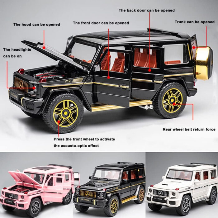 1:24 Exquisite Model Mercedes Benz G63 AMG Zinc Alloy Pull Back Car With Dynamic Music And Light - Image 1