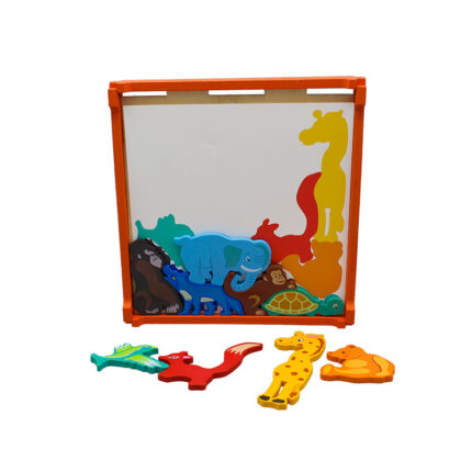 Cute 3D Colorful 16Pcs Animal Theme Wooden Puzzle For Kids