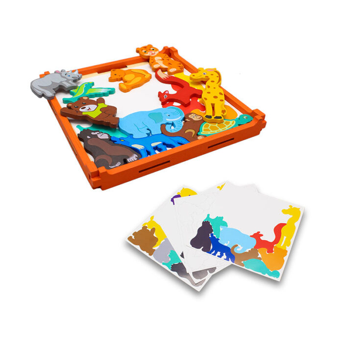 Cute 3D Colorful 16Pcs Animal Theme Wooden Puzzle For Kids - Image 3