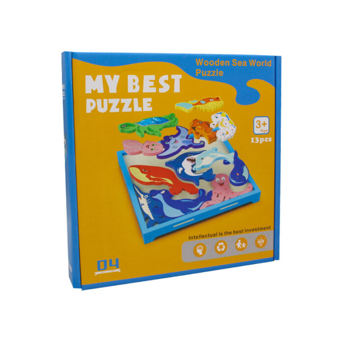 13Pcs Colorful 3D Wooden Sea World Puzzle For Kids - Image 2