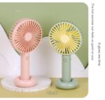 BD 5626 Mini Portable Rechargebale Handheld/Desktop Fan With Adjustable Wind Speed, Illuminated Power Swtich, Ring Base - Image 2