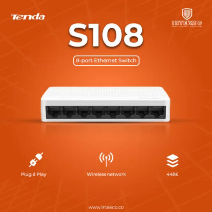 Tenda S108 8-Port Fast Ethernet Switch 10/100 Mbps Desktop Network Switch, Easy Plug & Play Setup
