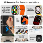 Smart Watch S9 Ultra Bluetooth Call Heart Rate Fitness Tracker With 3 Straps - Image 6