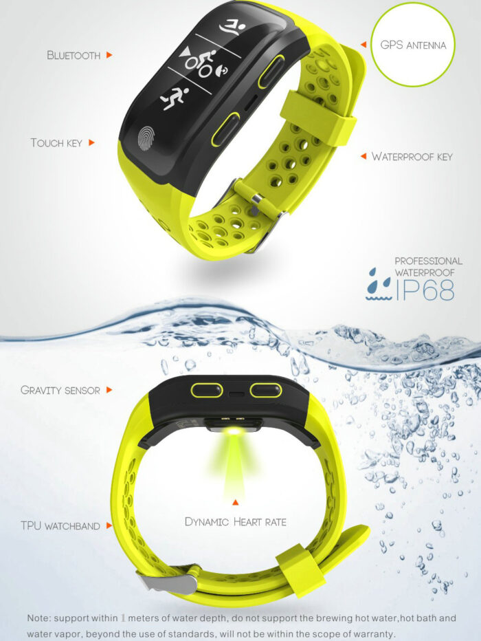 S908 GPS Smart Band IP68 Waterproof Sports Wristband Heart Rate Monitor Call Reminder - Image 4
