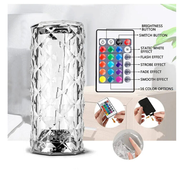 Touch Control Rechargeable Rose Diamond Table Lamp - Image 7