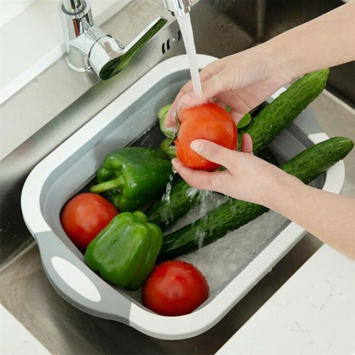 4-In-1 Multiboard High Quality Drain Basket Foldable For Kitchen Fruits - Image 4