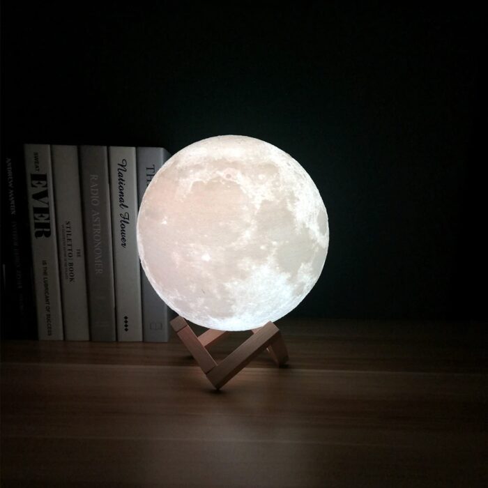 Moon Lamp 3D Print Moonlight LED Rechargeable Table Desk Lamp 12CM With Remote - Image 1