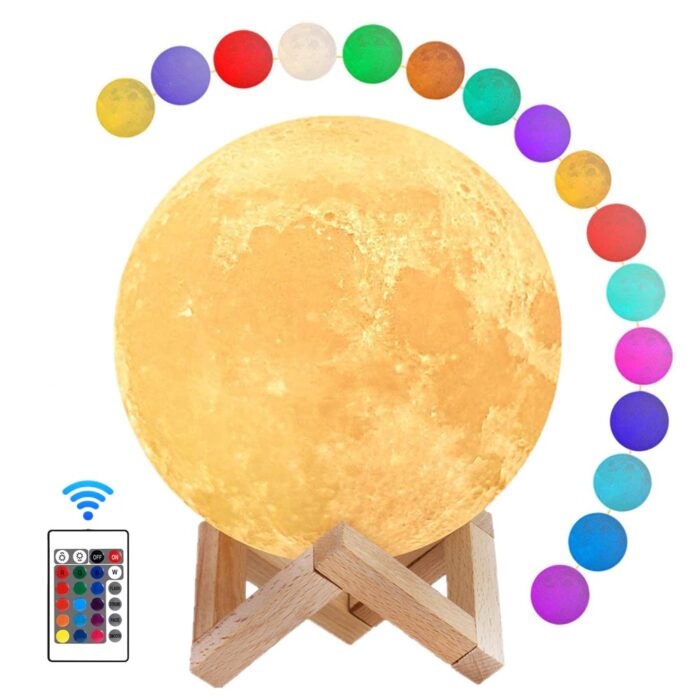Moon Lamp 3D Print Moonlight LED Rechargeable Table Desk Lamp 12CM With Remote - Image 10