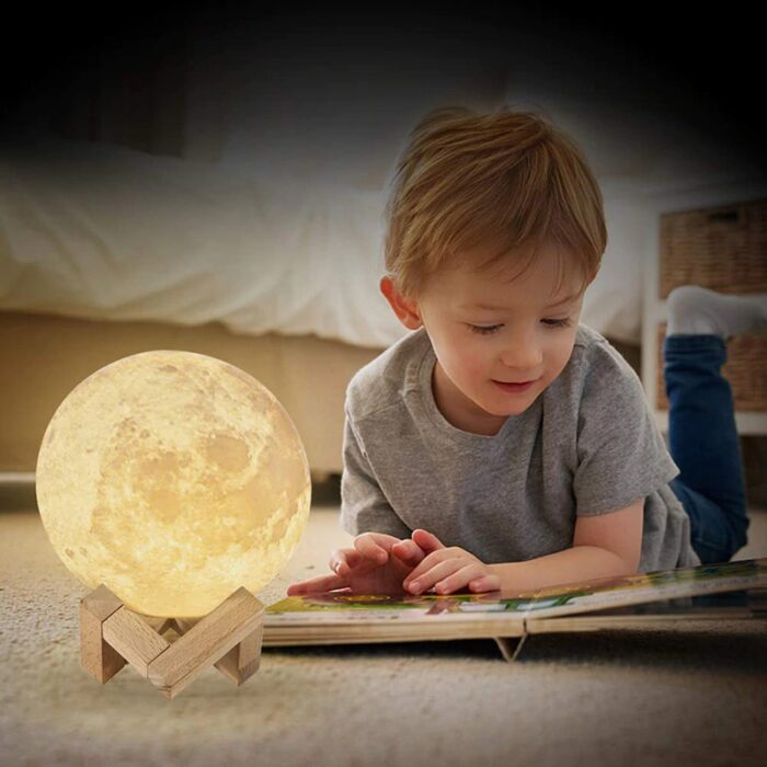 Moon Lamp 3D Print Moonlight LED Rechargeable Table Desk Lamp 12CM With Remote - Image 7