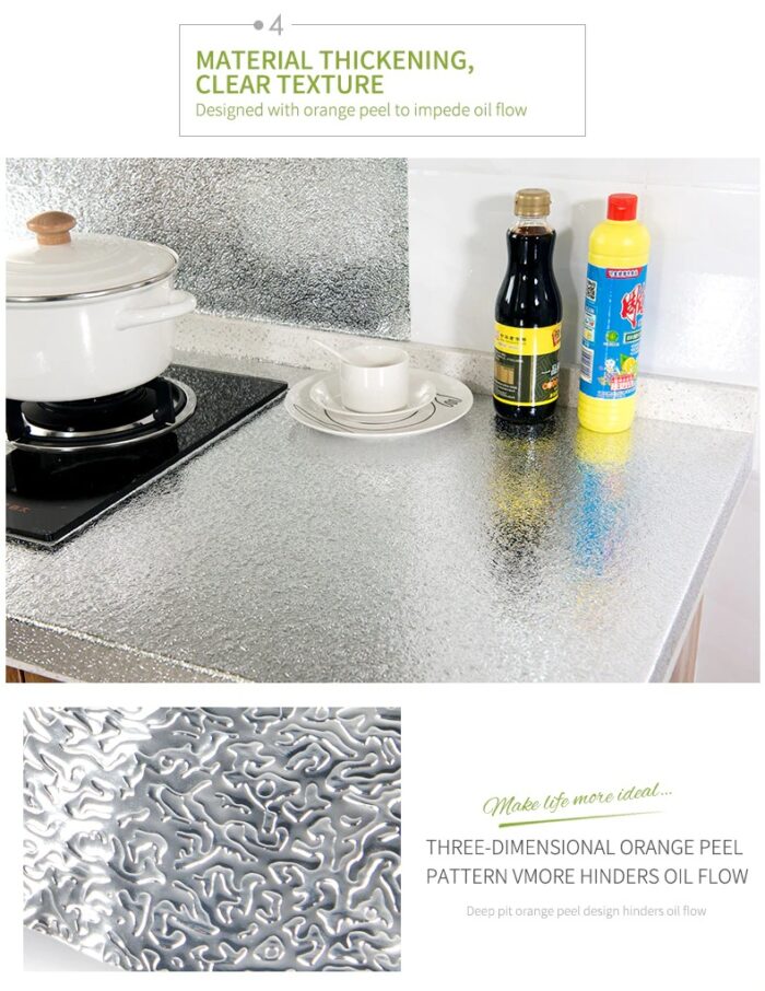 40 X 200cm Kitchen Oil-Proof Waterproof Stickers Aluminum Self Adhesive Wall Sticker DIY Wallpaper - Image 3