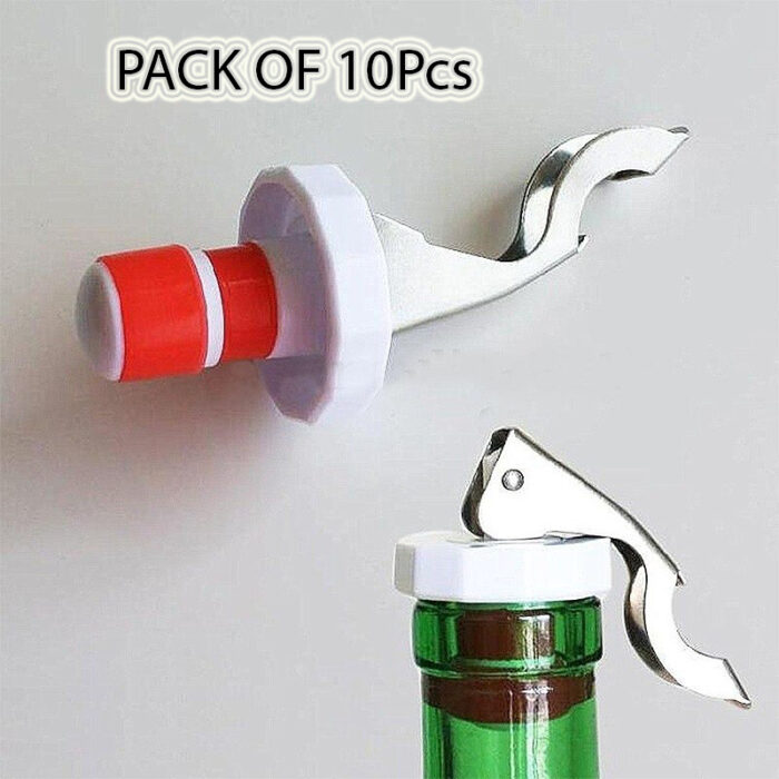 Pack Of 10 Pcs Multi-Function Stainless Bottle Opener Silicone Stopper Beer Opener Bar Tool - Image 1