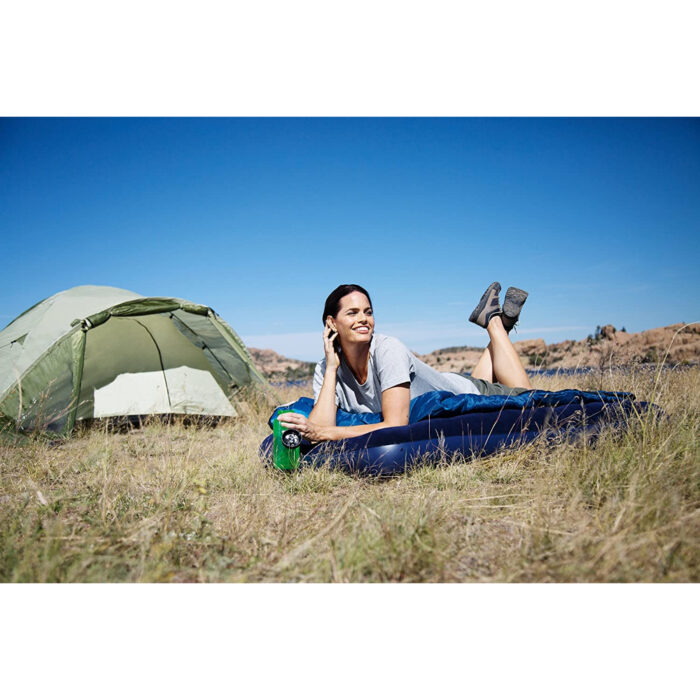 185 x 76 x 22cm Flocked Air Bed Honeycomb Home Mattress Indoor Outdoor - Image 1