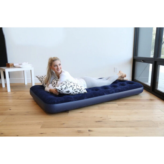 185 x 76 x 22cm Flocked Air Bed Honeycomb Home Mattress Indoor Outdoor - Image 2