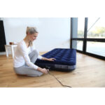 185 x 76 x 22cm Flocked Air Bed Honeycomb Home Mattress Indoor Outdoor - Image 4